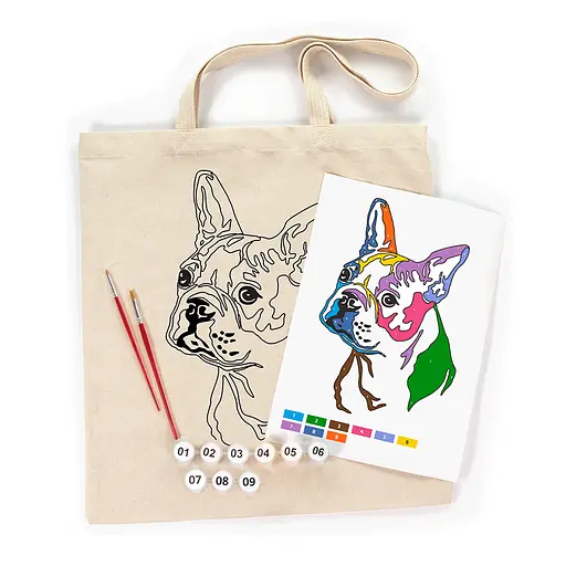 Набір екосумка-розмальовка „Яскравий мопс“ бавовна 220 г/м2 38х42см ROSA Talent [CD] - фото 5