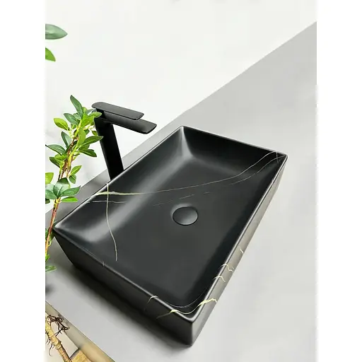 Умивальник VBI Latina marble matt накладний VBI-013103, Чорний матовий - фото 1