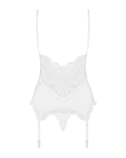 Сатиновый кружевной корсет Obsessive Obsessive 810-COR-2 babydoll & thong S/M - фото 6