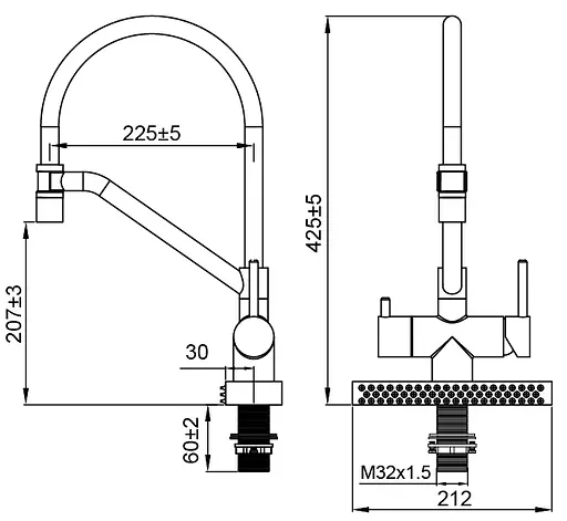 Смеситель для кухни Koer "Водопад" KB-74027-07 с черным силиконовым изливом KR5203 Графит - фото 6