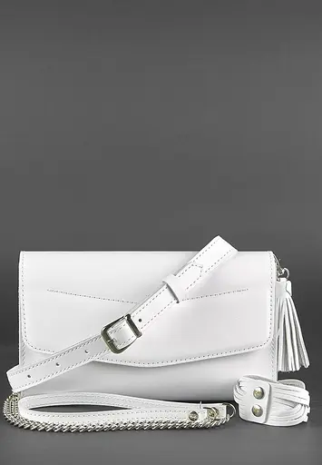 Біла шкіряна жіноча сумка Еліс - фото 6