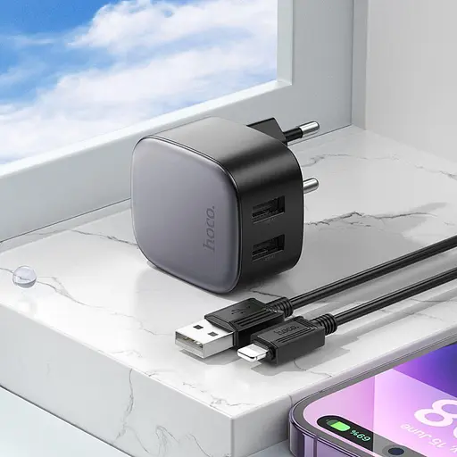 Зарядное сетевое устройство Hoco CS31A 2 х USB + кабель Apple Lightning - фото 6