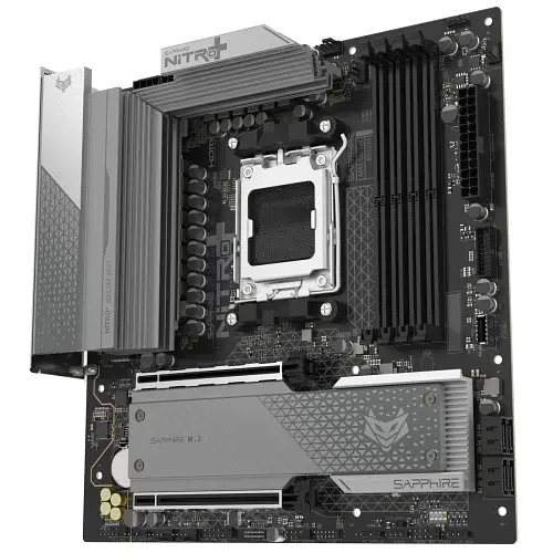 Материнская плата AM5 Sapphire NITRO+ B850M WIFI, B850, 4xDDR5, Int.Video (CPU), 4xSATA3, 2xM.2, 1xPCI-E 5.0 x16, 1xPCI-E 4.0 x16, ALC897, RTL8125BG, WiFi 6, Bluetooth 5.3, 6xUSB 3.2 / 6xUSB 2.0, HDMI/DP, MicroATX (52123-01-40G) - фото 4