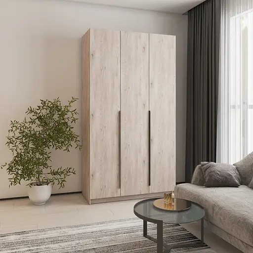 Шафа 3-дверна MebelStar Оскар ДСП BG, додаткова штанга 120x52x220 см Аляска сірий (MBS-4539)