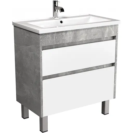 Тумба Мойдодир Polo Loft 80-U з умивальником Cosmo бетон з білим Сірий - фото 1