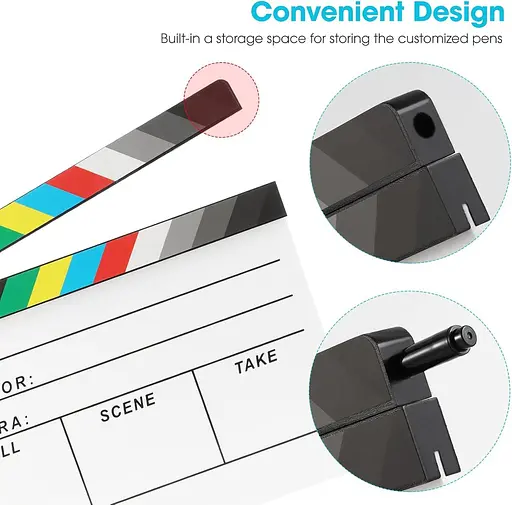 Акрилова дошка для кінорежисерів, фотографії, відео, телебачення, екшн-сцени, дошка з магнітною гумкою, дві персоналізовані ручки - фото 5