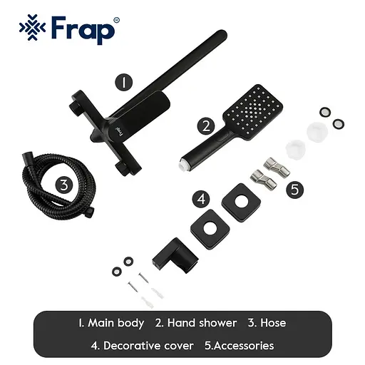 Змішувач для ванни Frap F2262 чорний матовий - фото 8