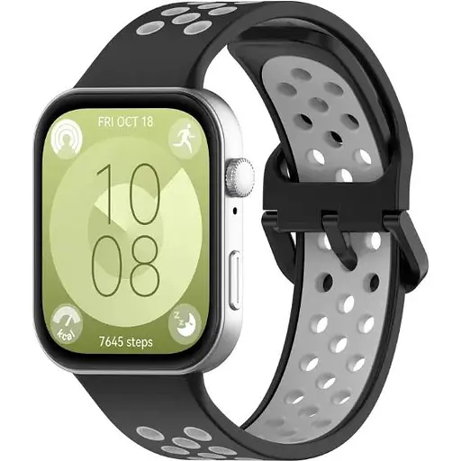 Ремешок DK для Huawei Watch Fit 3 Silicone Sport Band Nike (017791) (black / grey) - фото 2