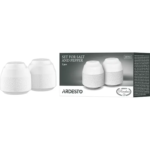 Набор для соли и перца Ardesto Ancona фарфор 5.4х5.5 см 2 предмета белый (AR3562) - фото 4