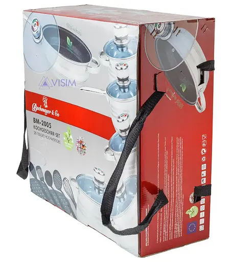 Набір каструль з кришками та сковородою Bachmayer BM-2005, 20 предметів - фото 3