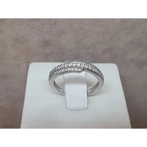 Серебряное кольцо Агни Дорожка с фианитами. 1878/9Р-CZ белый 18 - фото 3