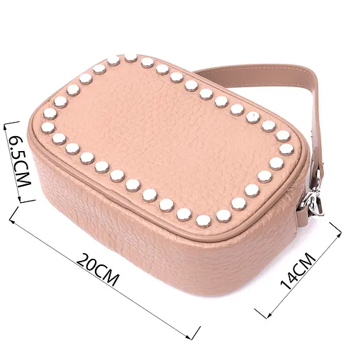 Женская кожаная сумка Vintage декорированная металлическими кнопками 20х14х6.5 см sum0029065 - фото 3