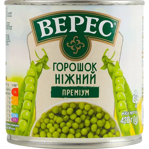 Горошек Верес Премиум Нежный зеленый 420 г - фото 1