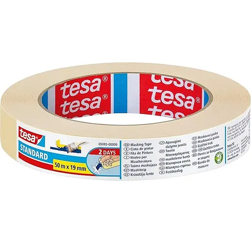Стрічка малярна Tesa Standard 50 м х 19 мм бежева