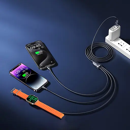 Кабель для зарядки 3в1 REMAX RC-C169 USB-A-Type-c+Lightning+Wireless Charge 1,2м Черный - фото 6