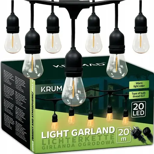 Гірлянда світлодіодна садова Krumad KMDW6  E27 20 м 20 лампочок