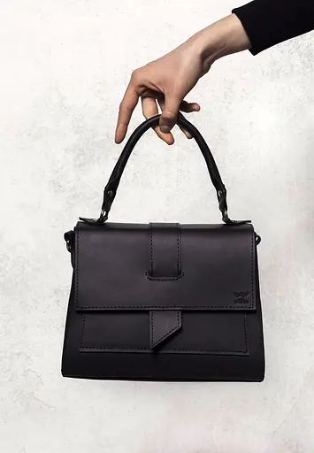 Жіноча шкіряна сумка Ester чорна - фото 3