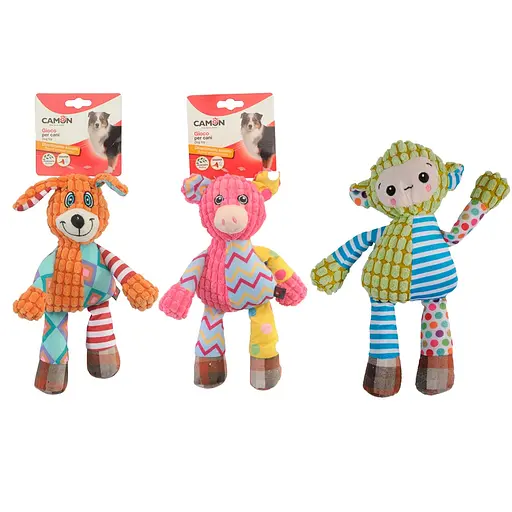 Іграшка для собак Camon кролик, поросятко та мавпеня плюшеві з пищалкою та шарудінням в асортименті 28 см (AH4180)