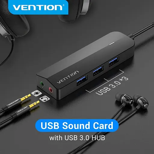 Хаб USB 3.0 -> 3хUSB 3.0/2хTRS Audio/USB Micro 1.0 м. Vention - фото 5