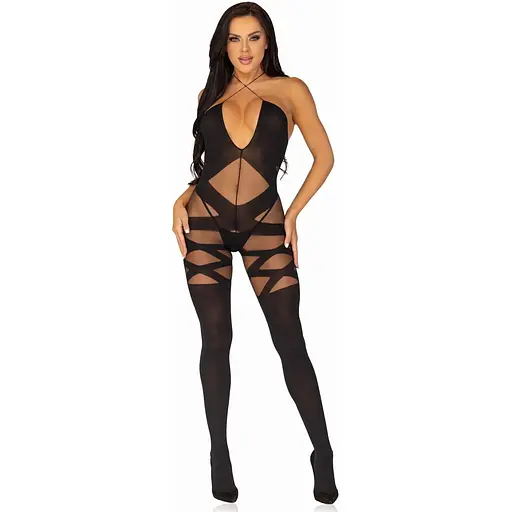 Бодістокінг Leg Avenue Illusion halter Bodystocking One Size Black, доступ - фото 5