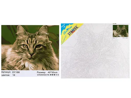 Набір для розпису по номерах Горда кішка, Strateg, 40x50 см, DY186