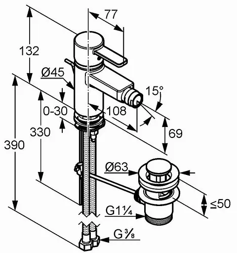 Смеситель для биде Kludi Zenta 385300575 - фото 2