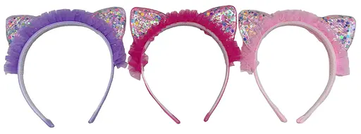 Обруч на голову Ушки-сыпучие блестки (В ассортименте) - фото 2