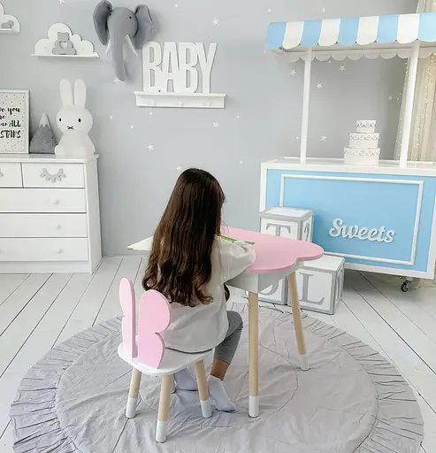 Детский стол Облако с нишей и стульчиком Бабочка (Розовый) - фото 5