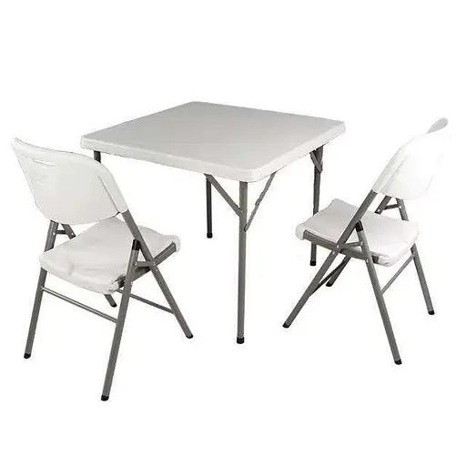 Набір садових меблів SpringFun стіл складний 88см + 2 стільці для пікніка Білий метал/пластик - фото 4