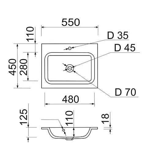 Раковина Adamant умивальник FRATE штучний камінь прямокутна - фото 5