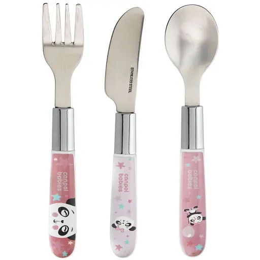 Набор столовых приборов Canpol babies Exotic Animals из нержавеющей розовой стали (9/477_pin2)