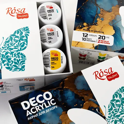 Набір акрилових фарб для декору матові і металіки 12×20 мл Rosa Talent - фото 7