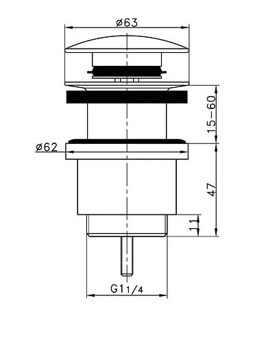 Донний клапан Frap F62-7 натискний, 1 1/4", чорний, Чорний матовий - фото 3