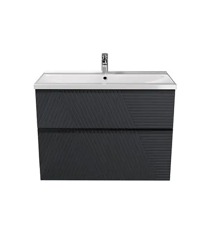 Тумба Мойдодир Rome 80-U с умывальником Debut 80 на подвесная/напольная Графит - фото 5