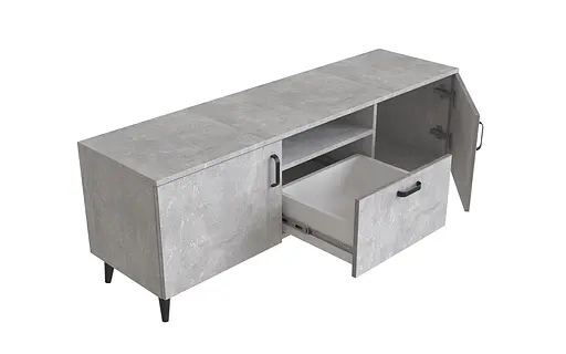 Тумба Лестер на конусних ніжках Ferrum-decor 48x139x38 Чорний метал ДСП Бетон 16 мм (FRD-106801) - фото 4