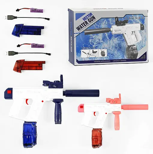 Водный пистолет 518-7 2 емкости для воды, прицел, аккумулятор 3.7V, USB-кабель, в коробке (6946616012744) МИКС - фото 1