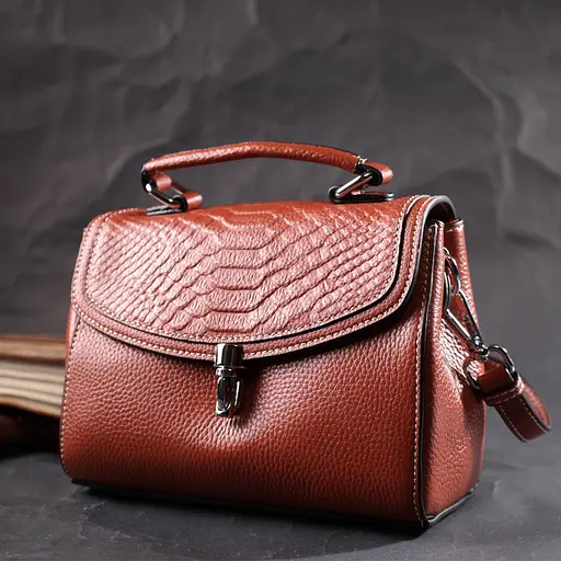 Сумка Vintage из натуральной кожи с защелкой 19х15х9 см sum0029040 - фото 9