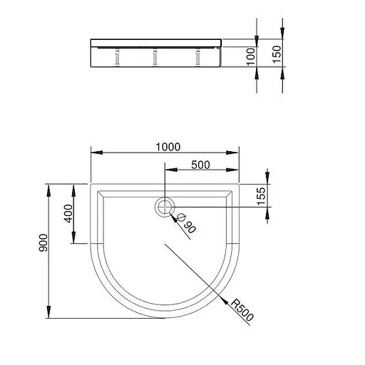 Душовий піддон Radaway Delos P з панеллю 4Z19150-03N - фото 2