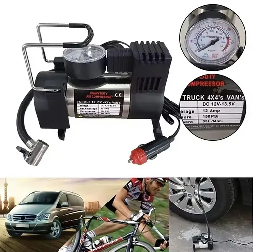 Портативный автокомпрессор AND 12В 35 л/мин 140 PSI для подкачки шин - фото 6