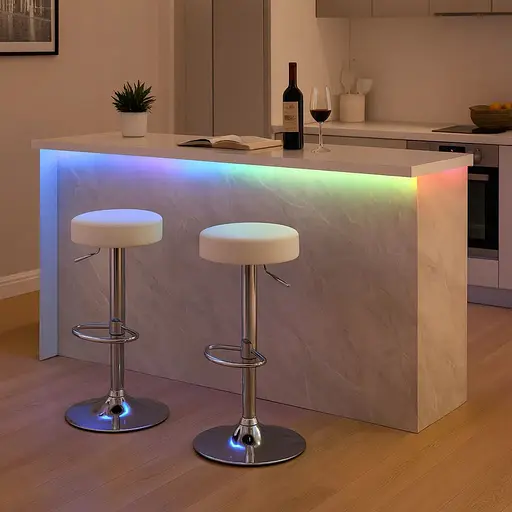 Комплект барних стільців Costway Loreto з круглим сидінням білий - фото 7