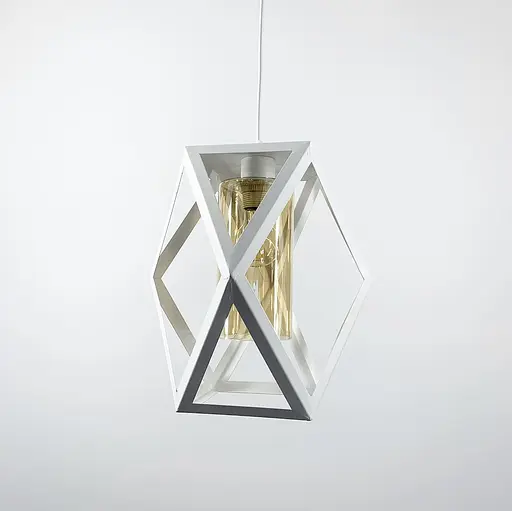 Світильник в геометричному білому металевому корпусі Line.F Колір плафона Янтарний - фото 1