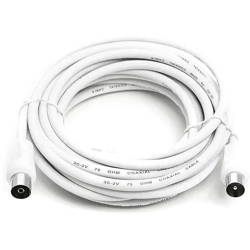 Кабель коаксиальный PowerPlant AV 75 Ом, 5 м, белый