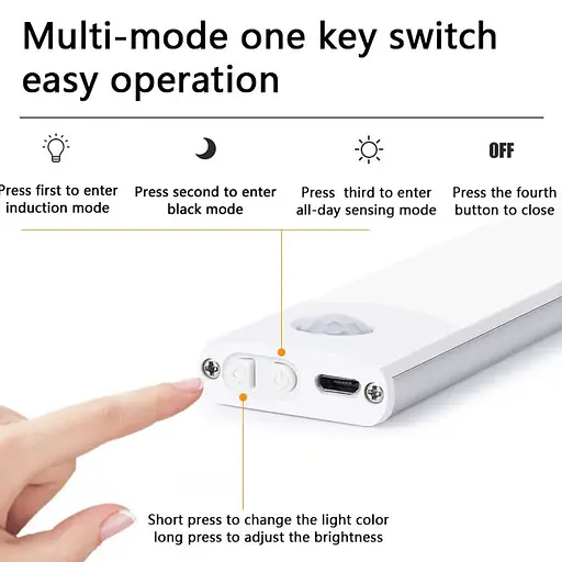 Сенсорний світильник LED з датчиком руху MZ-L1803 (35*11,5*500mm) White - фото 7