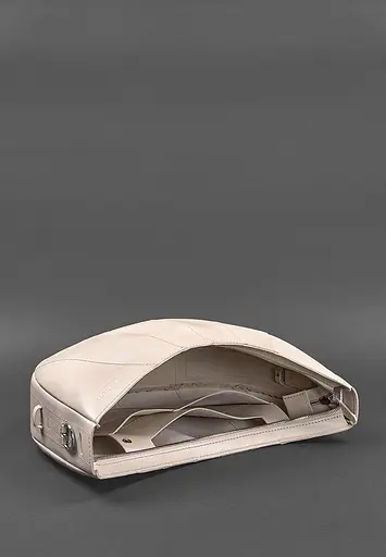 Шкіряна жіноча сумка Круасан світло-бежева - фото 5