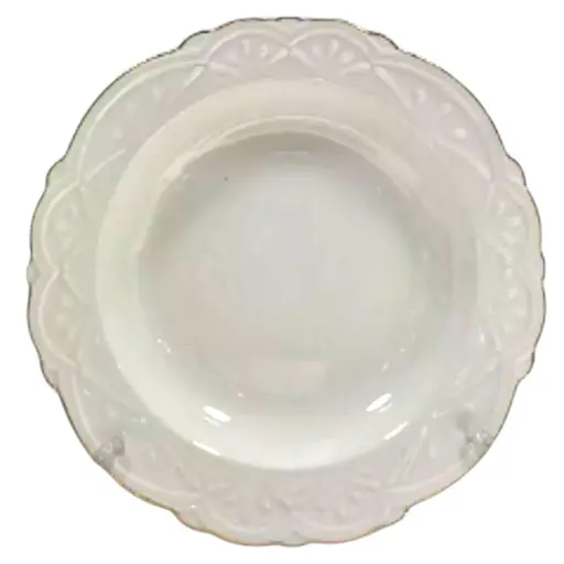 Тарелка круглая фарфоровая Ø22 (см) глубокая суповая тарелка для первых блюд Белая Yiwu 120-YH-HG023