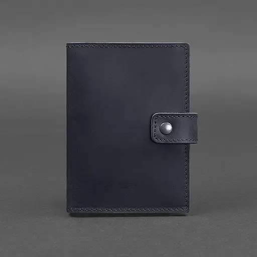 Кожаная обложка для паспорта 5.0 (с окошком) темно-синяя Crazy Horse - фото 6