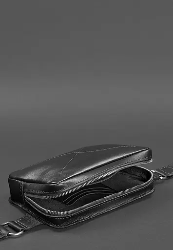 Шкіряна поясна сумка Dropbag Minі чорна - фото 6