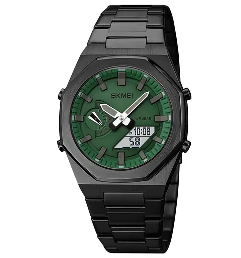 Наручний годинник чоловічий 1816BKGNWT Black-Green-White Skmei acs0030573 - фото 1