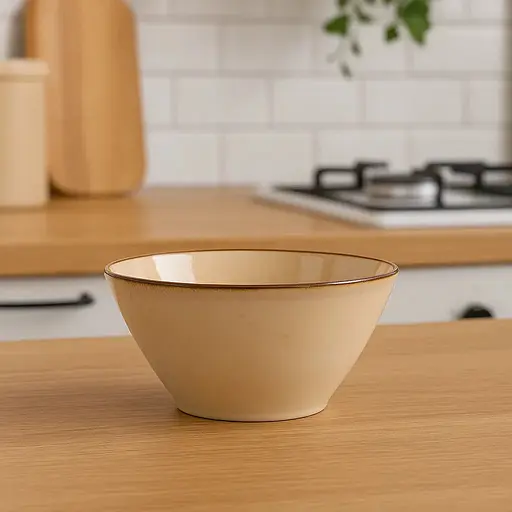 Салатниця порцелянова TS Kitchen 22.5 см у стилі ретро бежеа HP23376 - фото 6