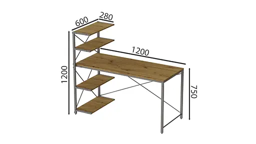 Компьютерный стол Ferrum-decor Джек 75x120x60 Серый ДСП Артизан (FRD-104398) - фото 3
